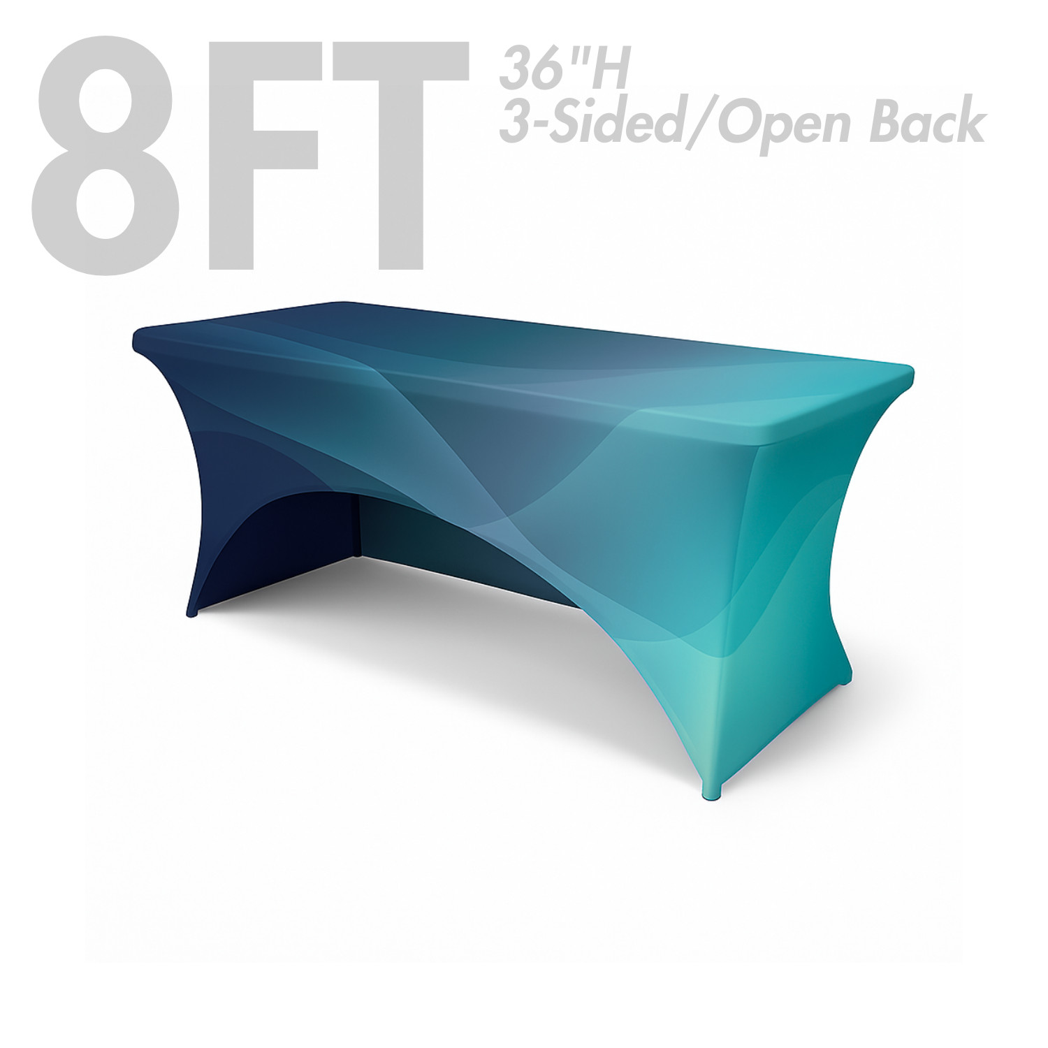8' Spandex Stretch Table Cover (Counter Height, 36", 3-Sided)