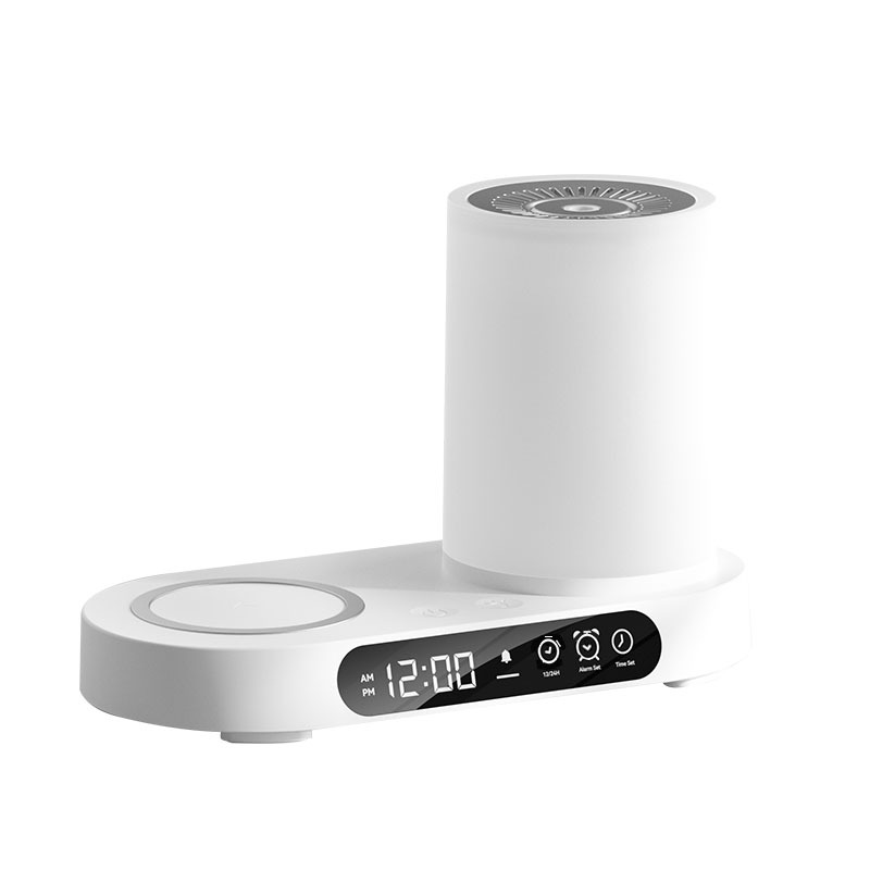 Wooden Wireless Charger with Humidifier & Digital Clock 2