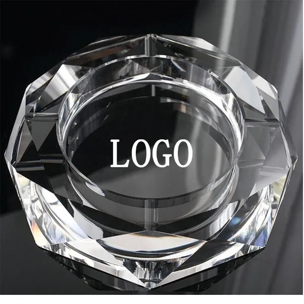 Large Octagon Crystal Ashtray - 7.1" 3