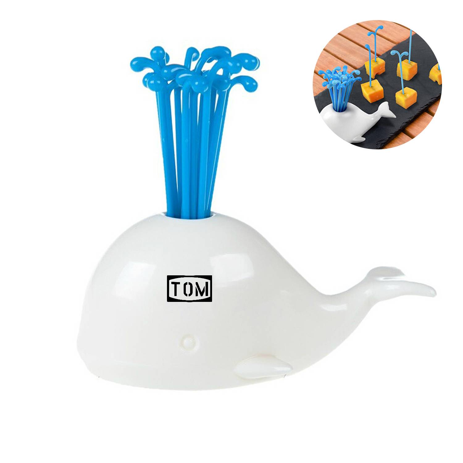 Home Kitchen Plastic Cake&Fruit Whale-Shaped Fruit Fork Set 1