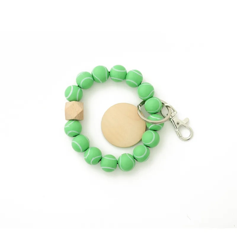 Wooden Ball Bracelet Keychain 2