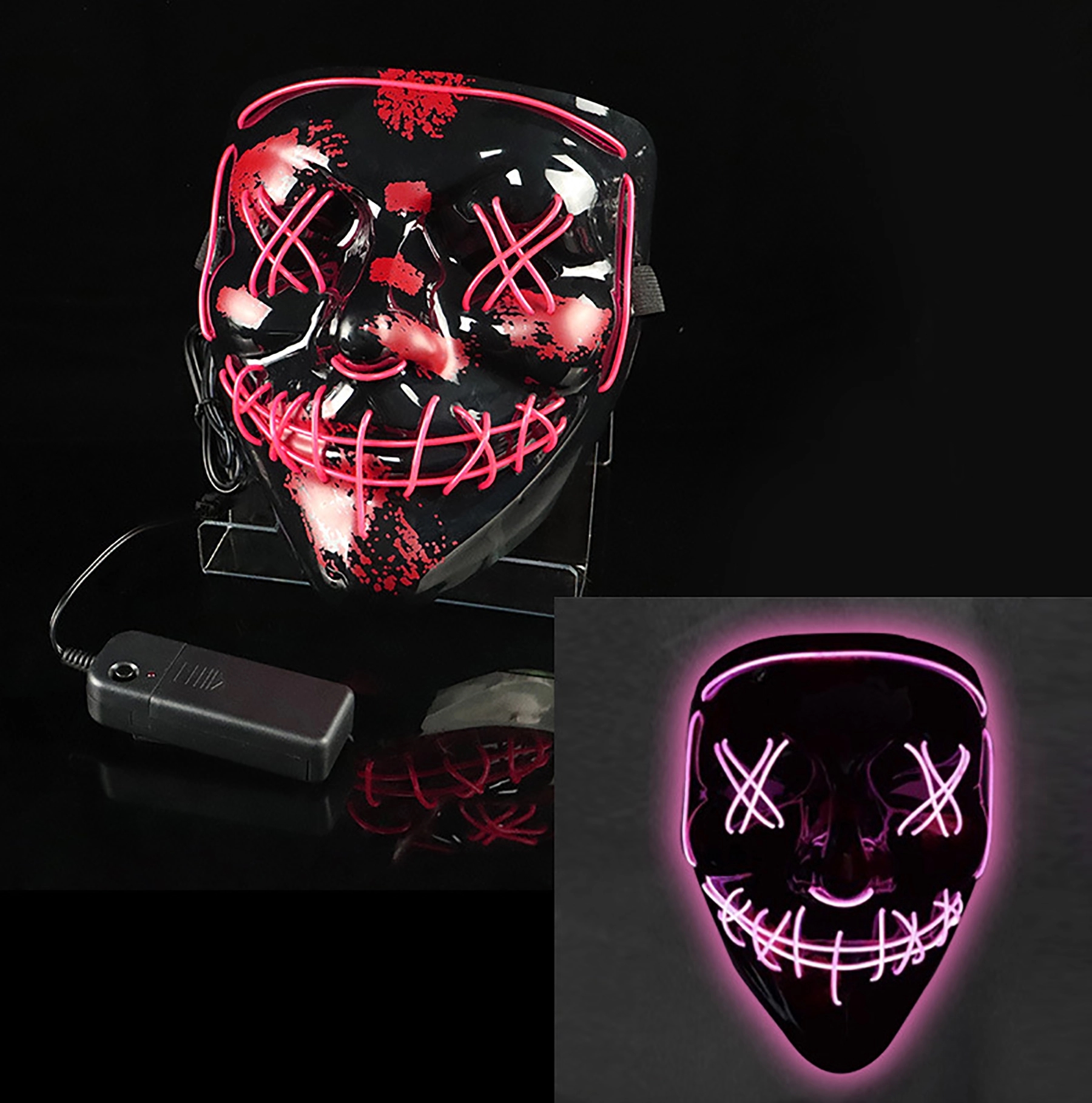 Scary LED Halloween Mask Cosplay Light Up for Men Women Kids 11