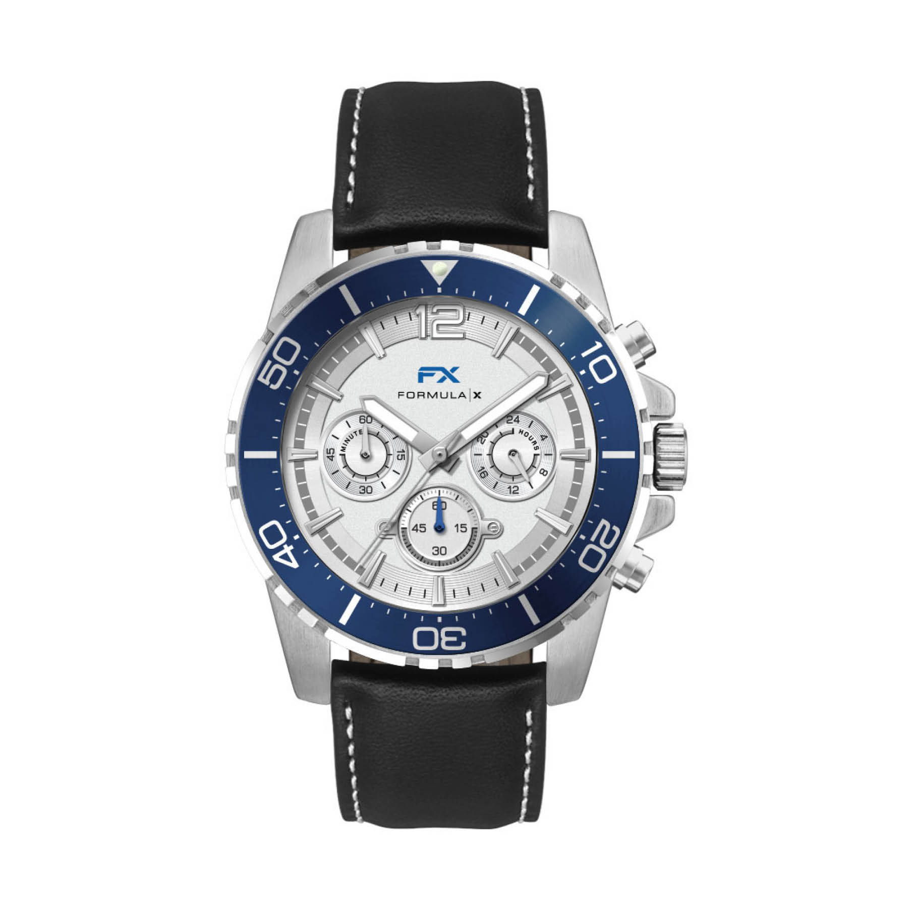 44MM, SILVER METAL CASE, BL BEZEL, CHRONO MVT 4
