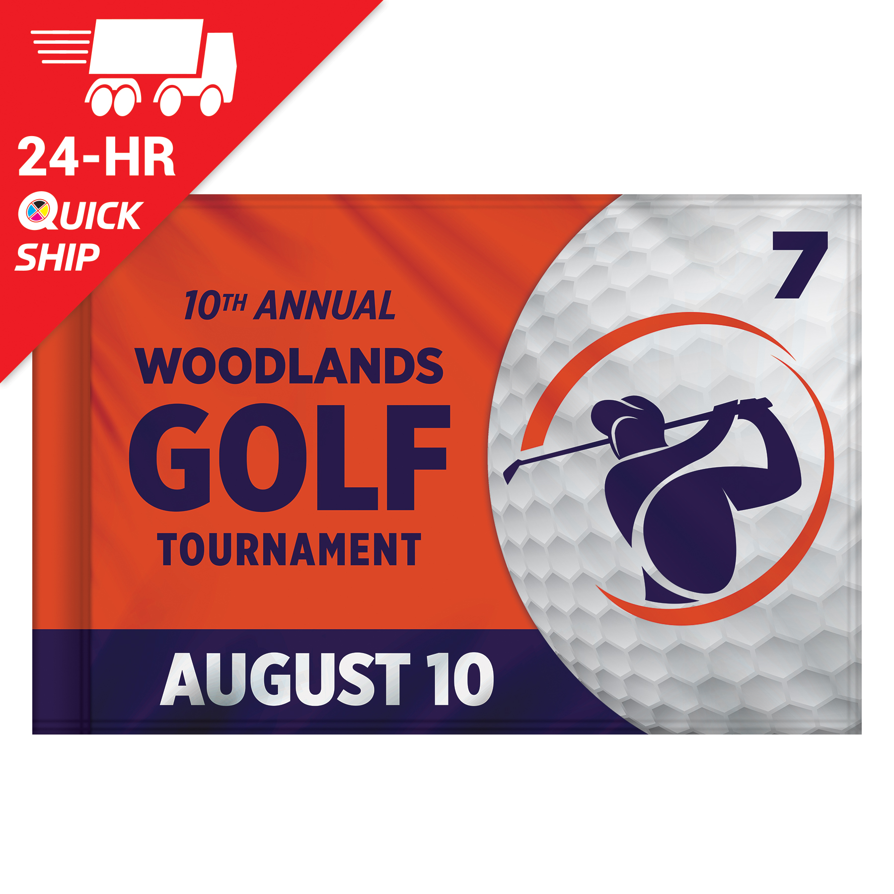 24 - Hour 14" x 20" Single Reverse Golf Flag with Tube 14