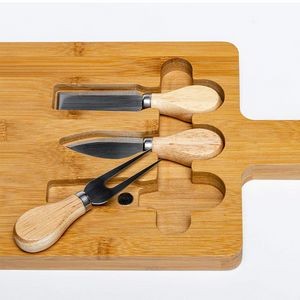 Bamboo Cutting Board With Handle And Knife Set 3