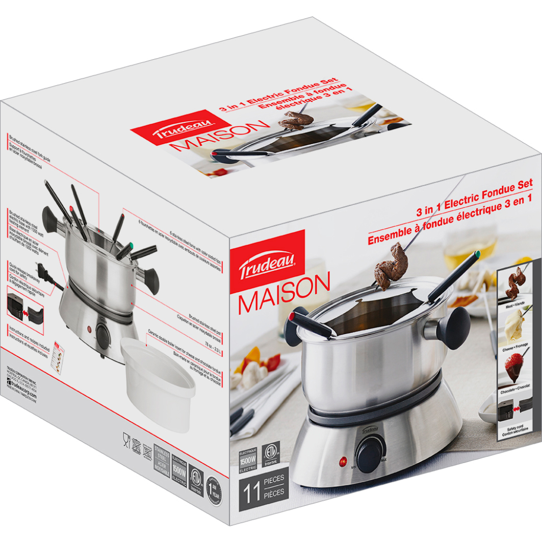 Dido 3-in-1 Electric Fondu Set from Trudeau Stainless Steel 3