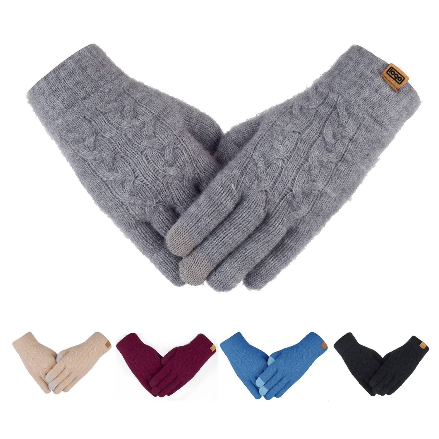 Women's Touch Screen Gloves, Warm Wool, Fleece-Lined Mittens 8