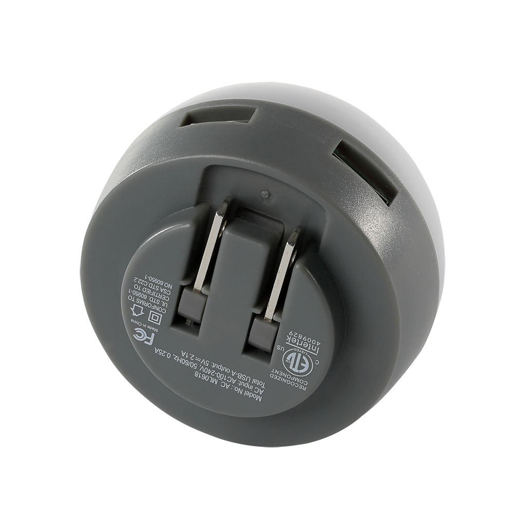 Ludlam ETL 2-Port Wall Charger Night Light 12