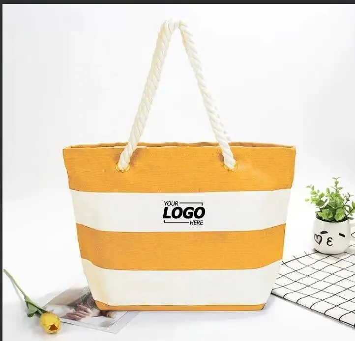 Large Volume Canvas Beach Tote Bag, custom tote bag with logo imprint 3