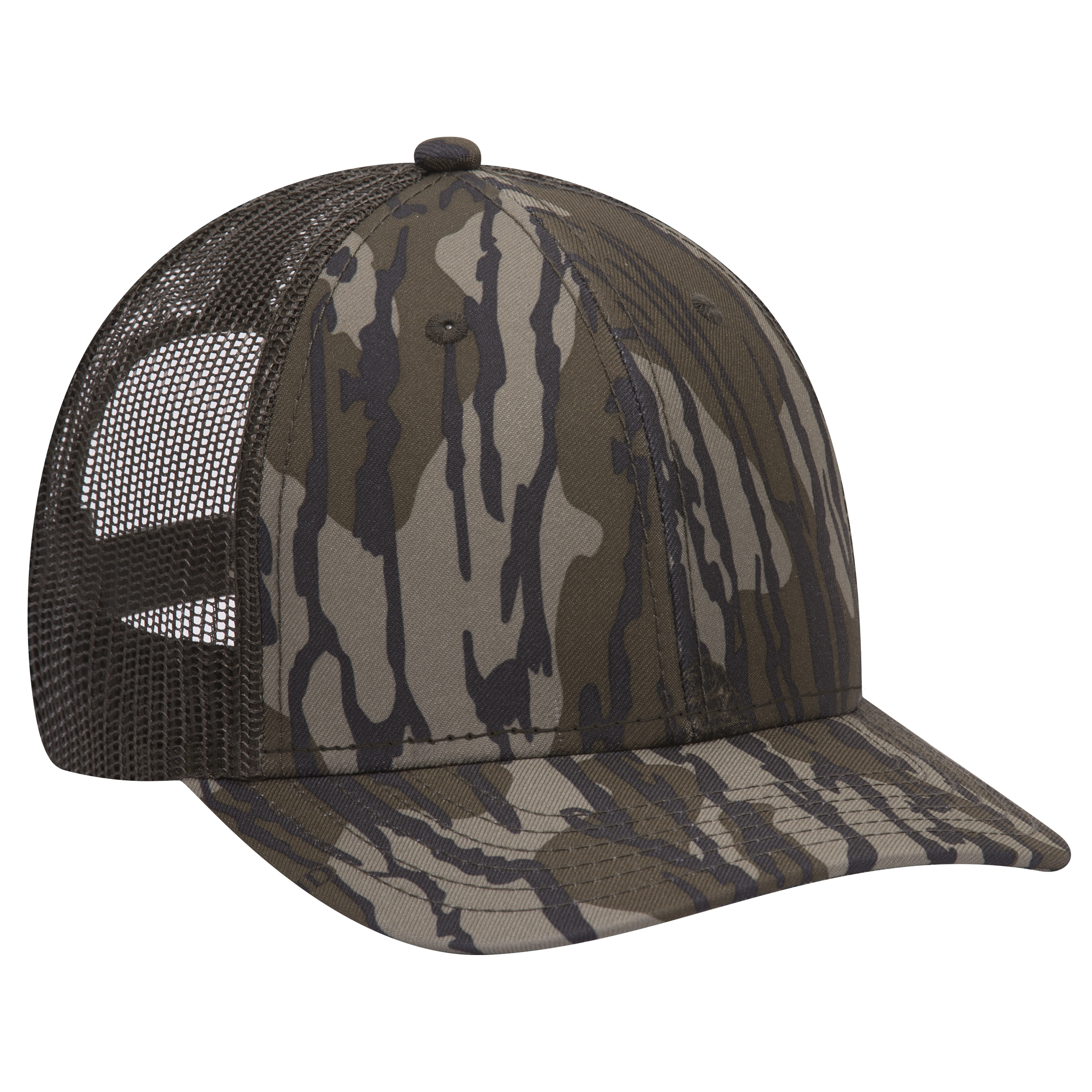 OTTO CAP Mossy Oak Camouflage Superior Polyester Twill 6 Panel Low Profile Mesh Back Baseball Cap 26
