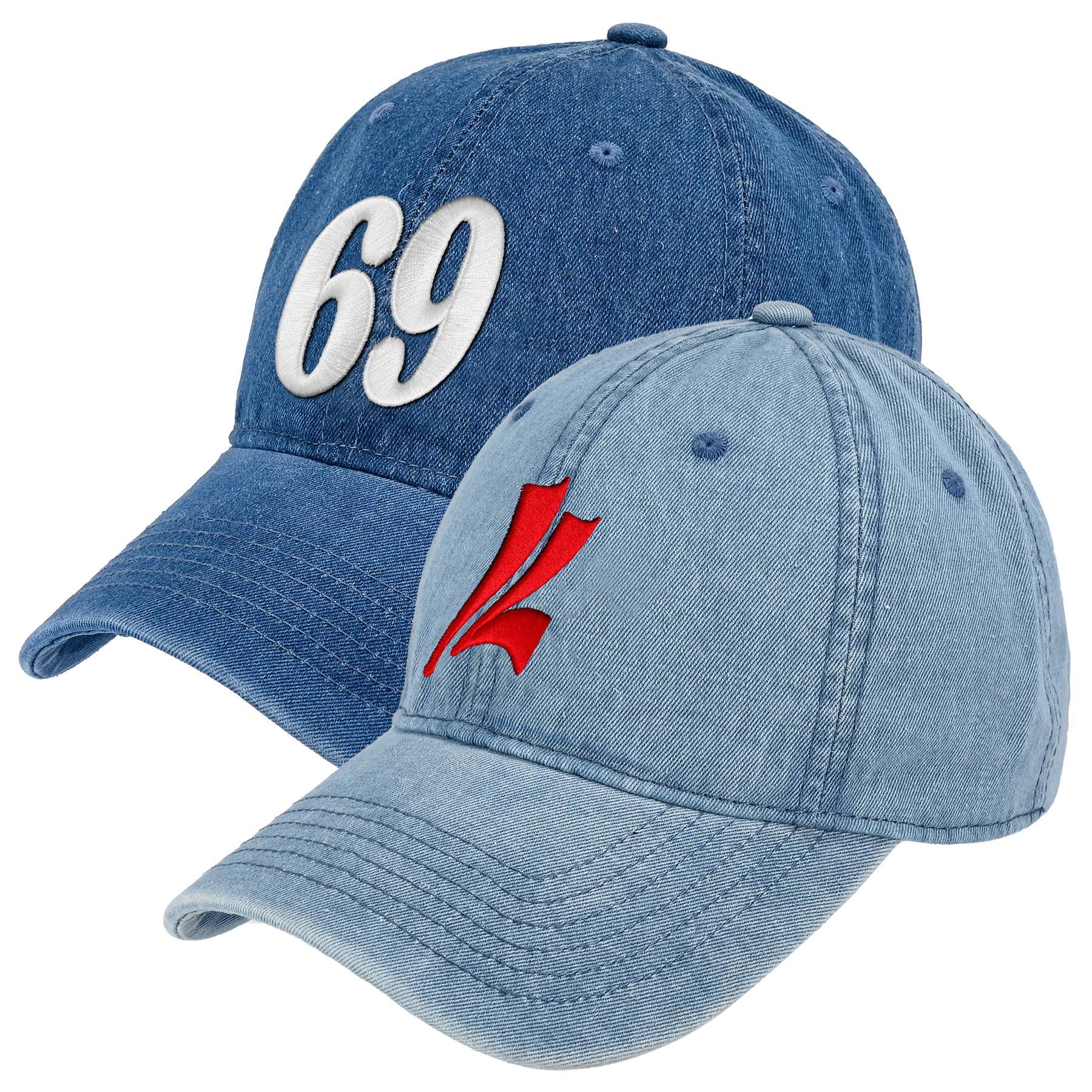 Vintage Washed Denim 6-Panel Baseball Cap 3