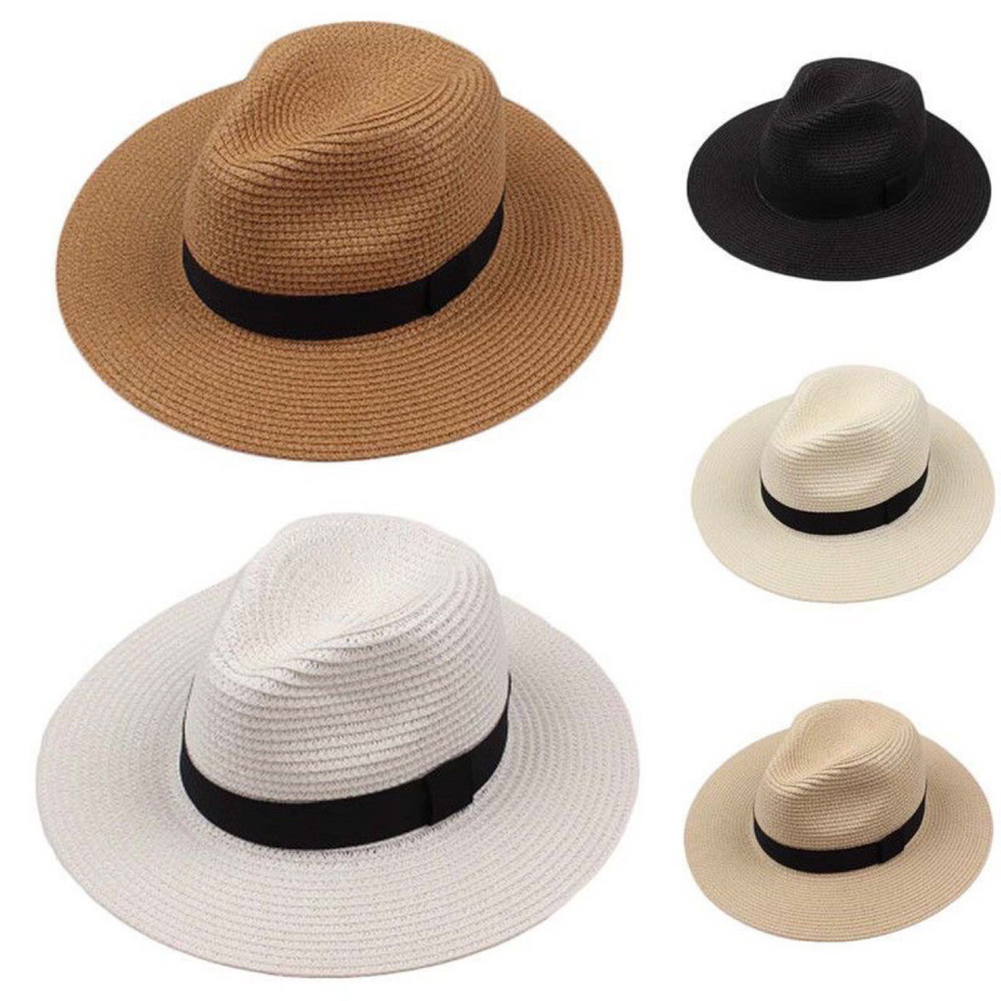 Unisex Travel Straw Panama Hat Summer Wide Brim Straw Hat 2