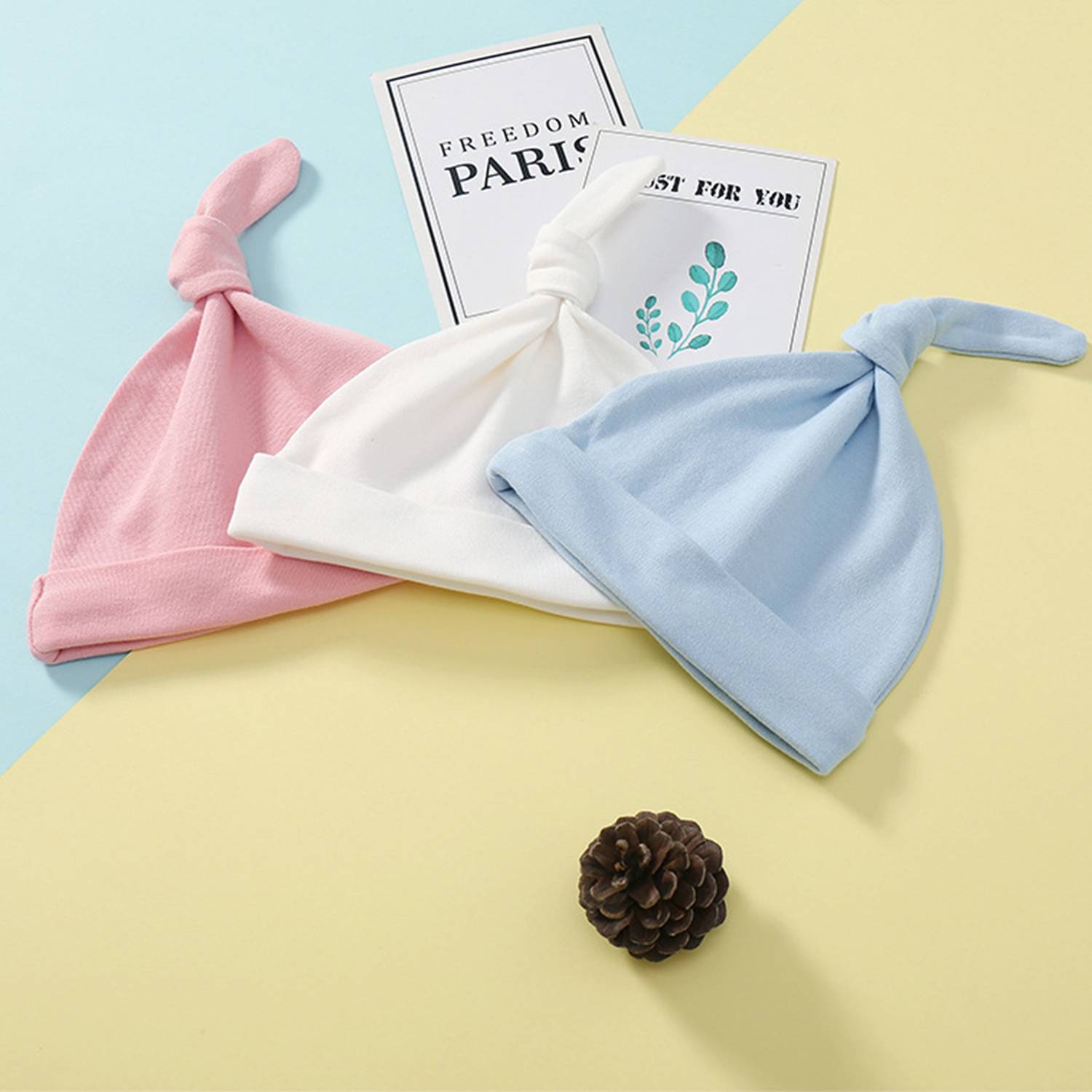Pure cotton 0-3 months old infants baby hat 3