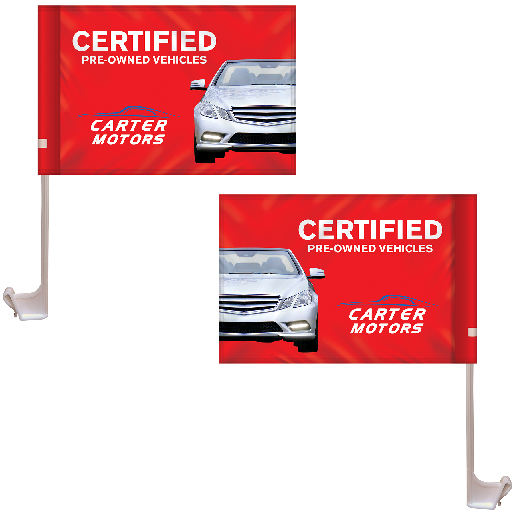 7.5" x 10.5" Stationary Use Double Sided KP Car Flag 7