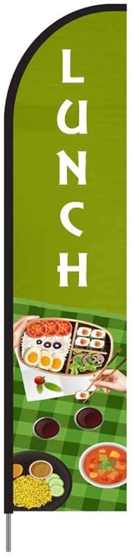 Lunch Feather Flag Banner Signs for Restaurant, Complete Pole Kit for Store Display, 15ft - Green 1