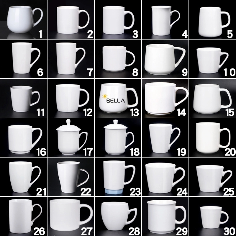 10-15 Oz White Porcelain Coffee Mugs With Handles 2
