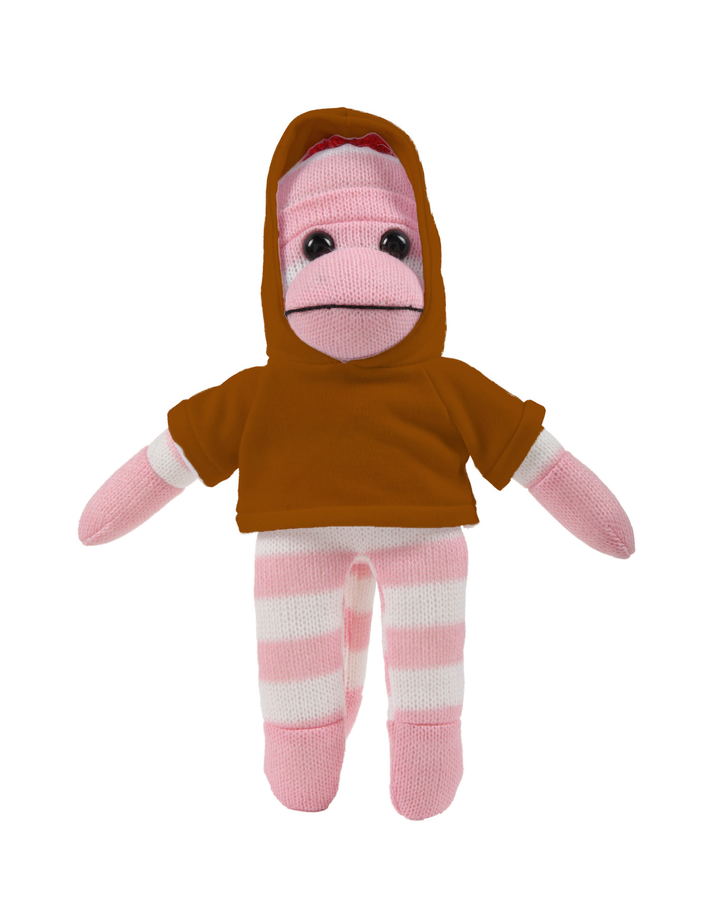 soft plush Pink Sock Monkey with hoodie 12