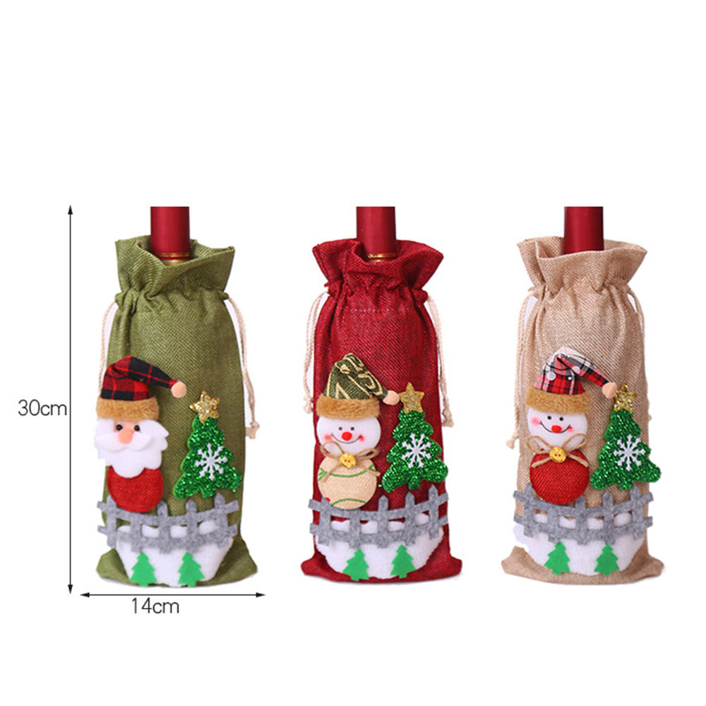 Christmas Champagne Wine Bottle Drawstring Bag 3