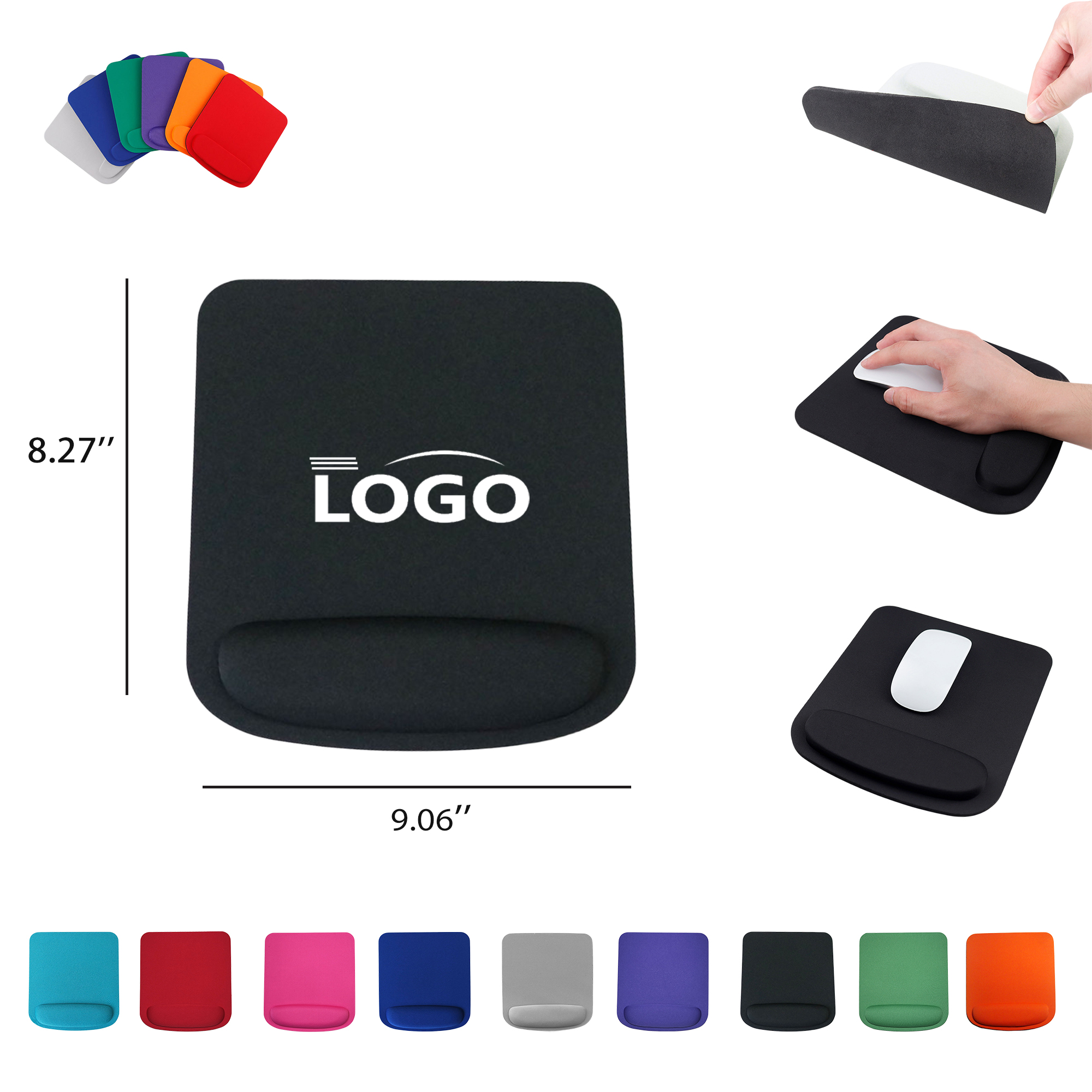 Square Office Mousepad with Gel Wrist Support 2