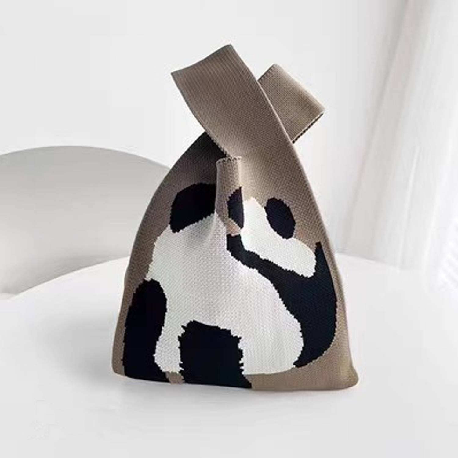 Polyester woven panda shopping bag handbag, custom tote bag with logo imprint 3