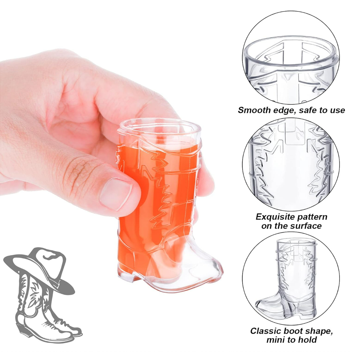 1 Oz Western Boot Shot wine Glass 3