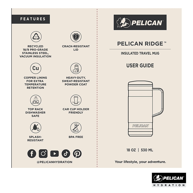 Pelican Ridge™ 18 oz. Recycled Double Wall Stainless Steel Mug 180