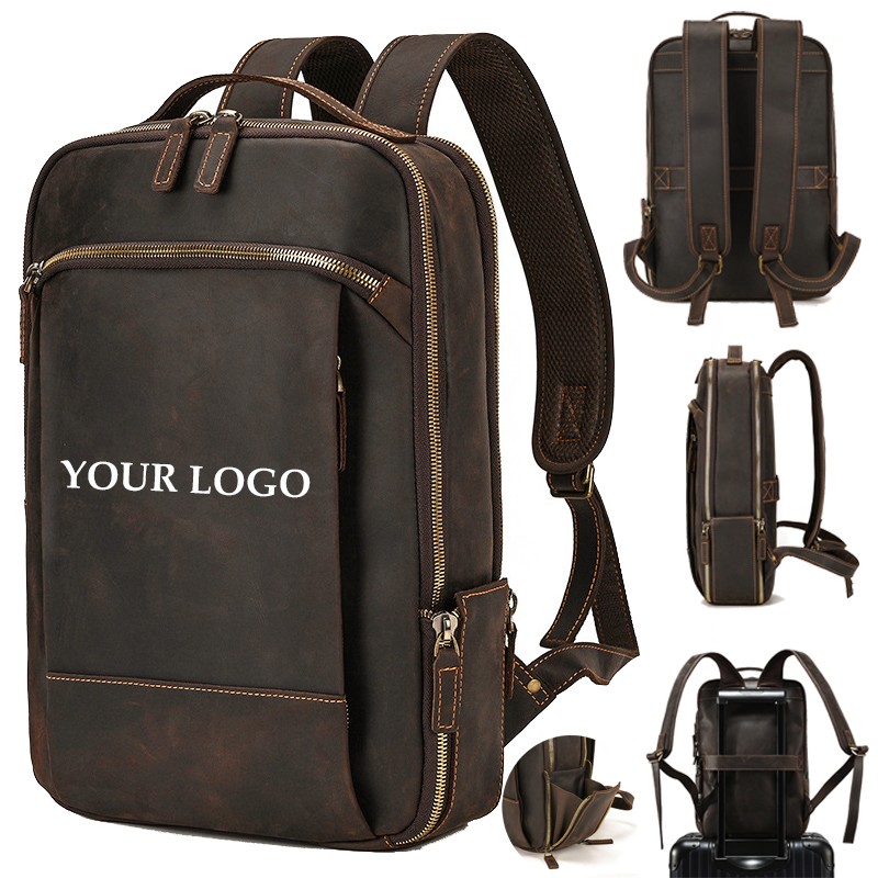 Leather Business Travelling Camping School Backpack 3