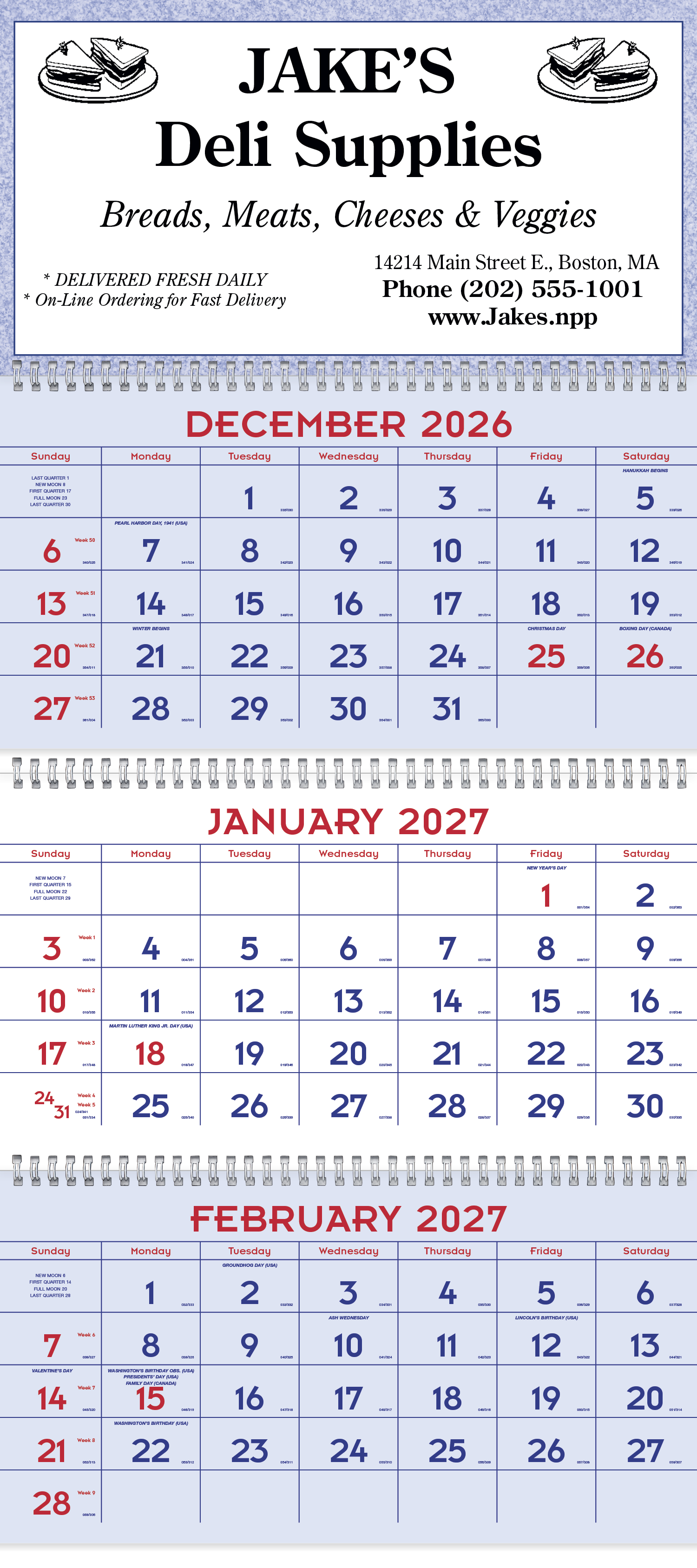 Triumph® Calendars Red & Blue Commercial Planner 10