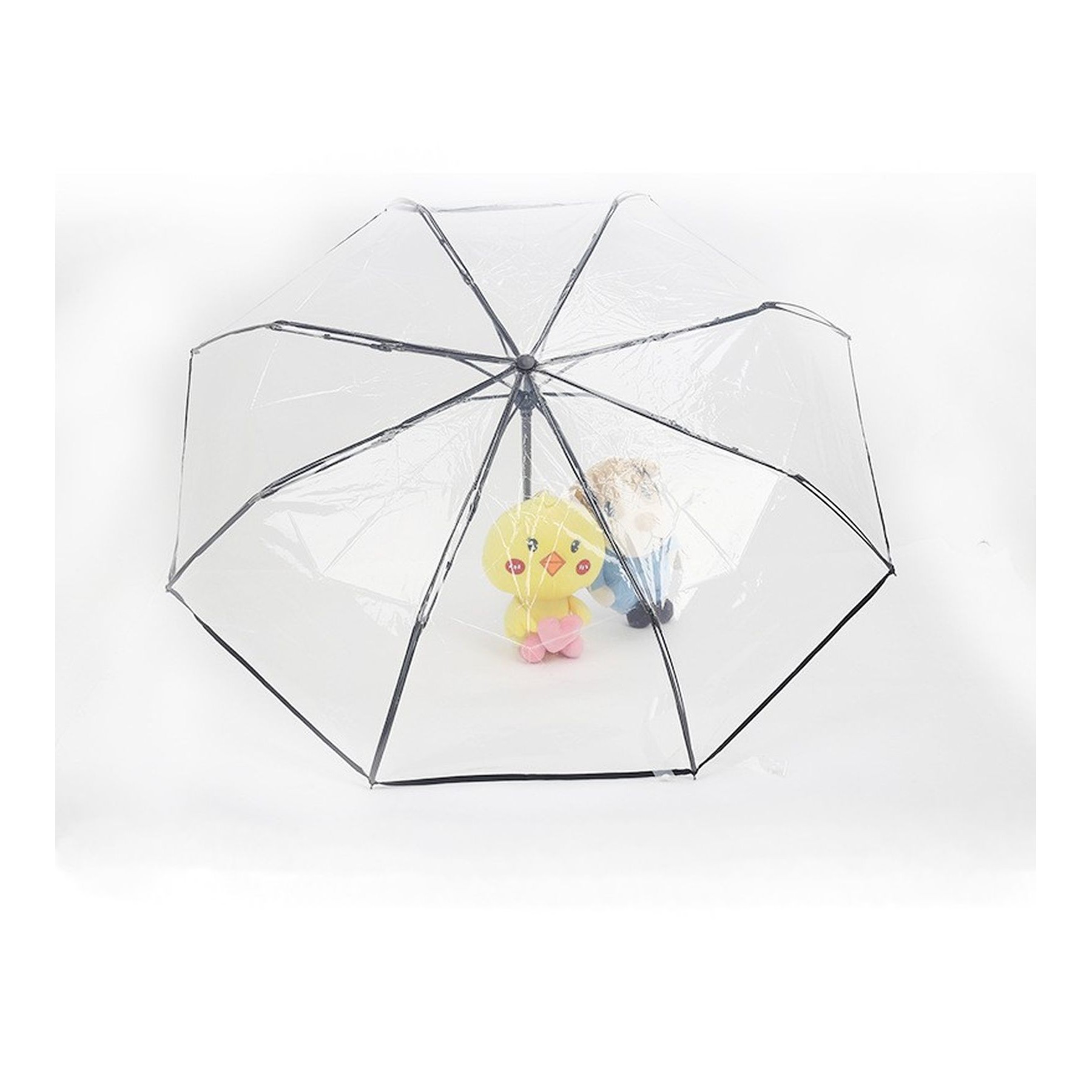Tri-Fold Automatic Open Stick Event Transparent Umbrella 7