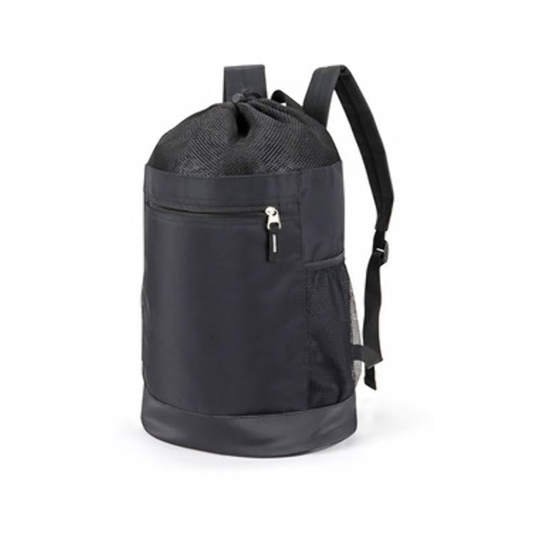 19" Drawstring Backpacks - Black Mesh/Microfiber 2