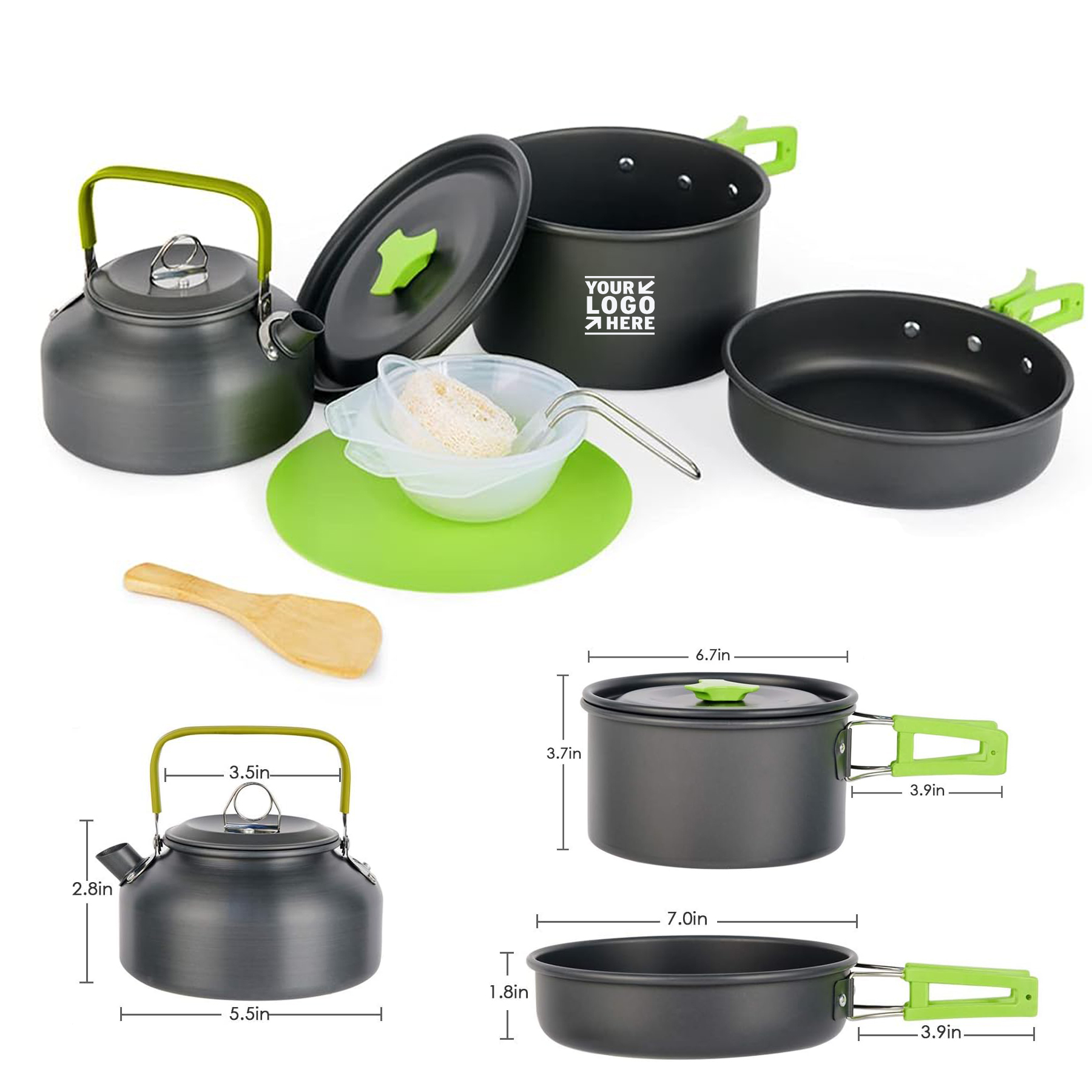 Camping Hiking Picnic Portable Mess Kit Backpacking Gear Non-Stick Camping Cooking Set