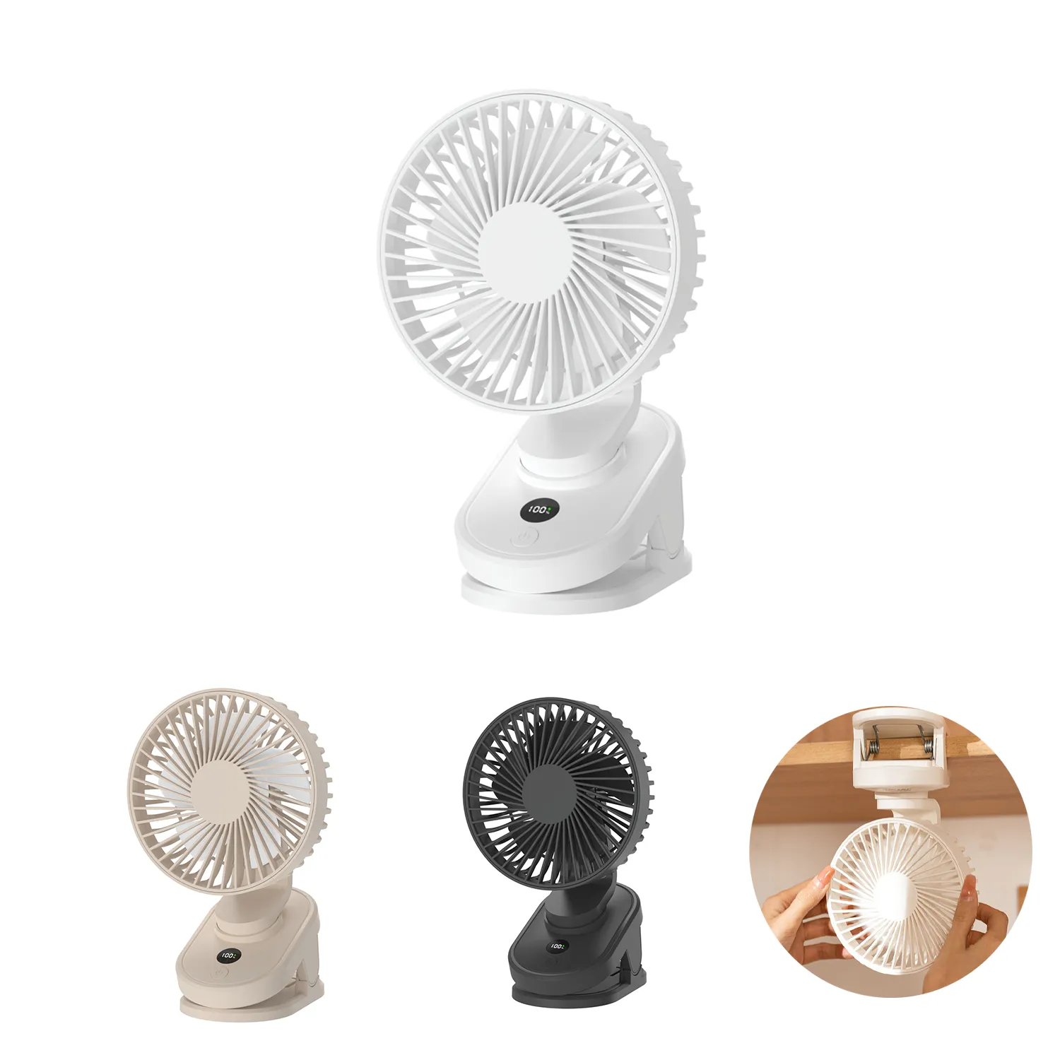 USB Digital Display Clip Electric Fan 3