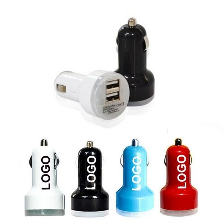 Round Design Dual USB Plug/ Car Charger Adapter 2