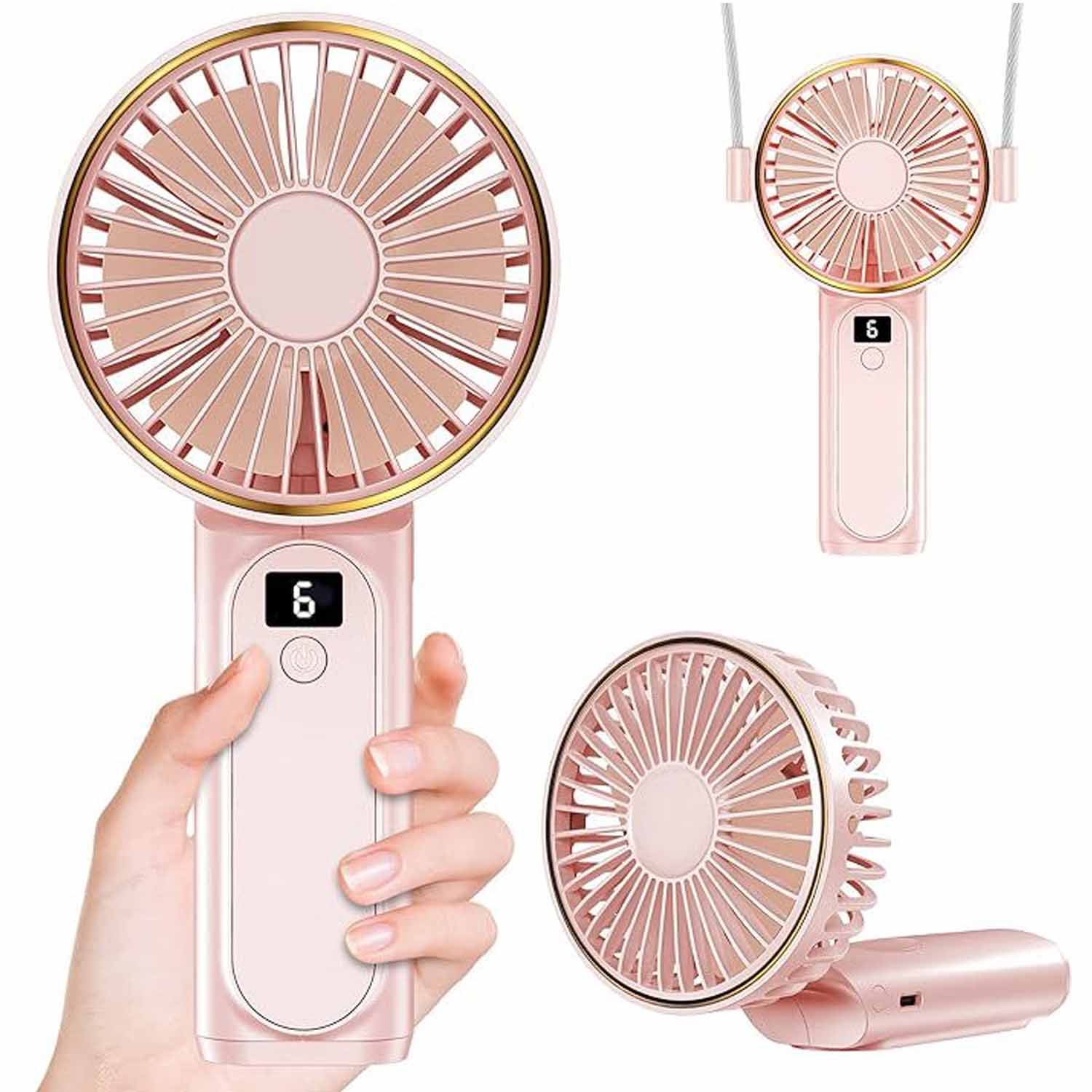 Halterneck hand-held folding small fan 6