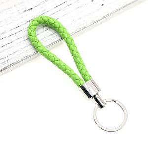 Chic Weaved PU Leather Keychain With Golden Buckle 45