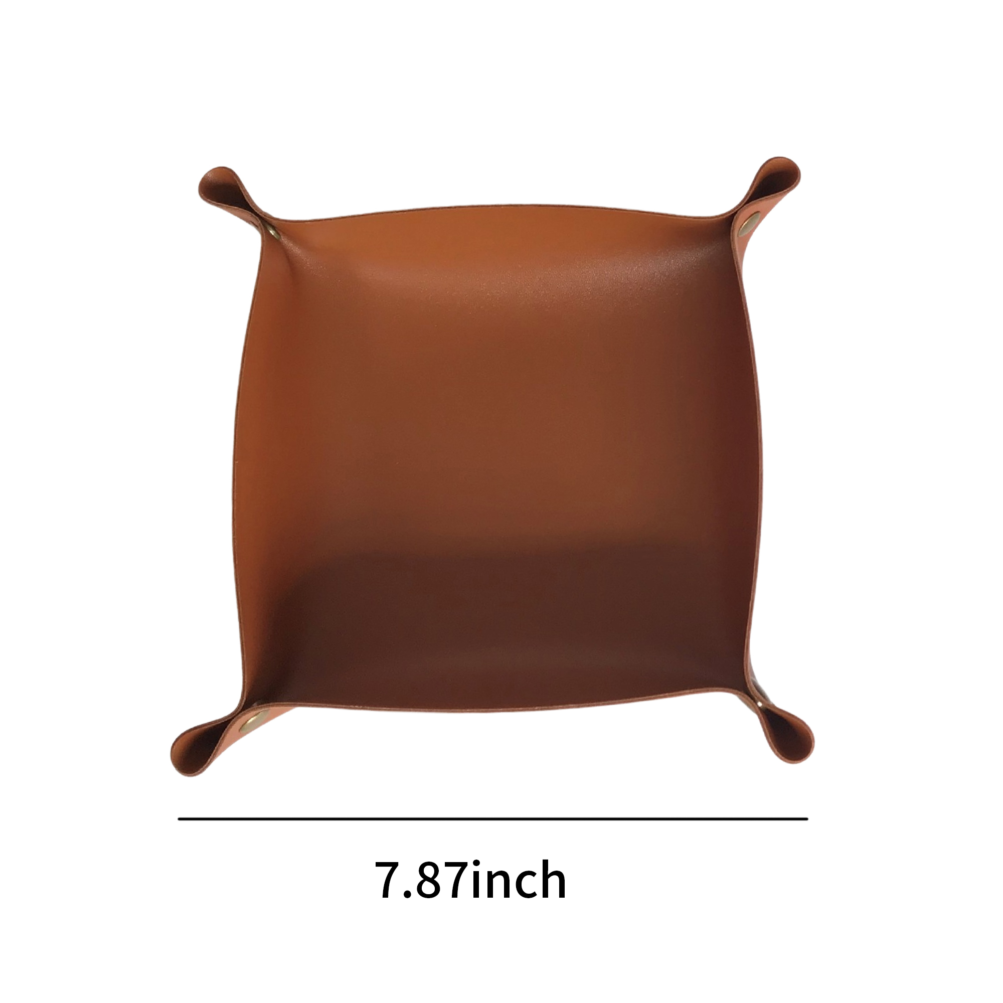 PU Leather Foldable Valet Tray With Snap Corners 7.87" 4