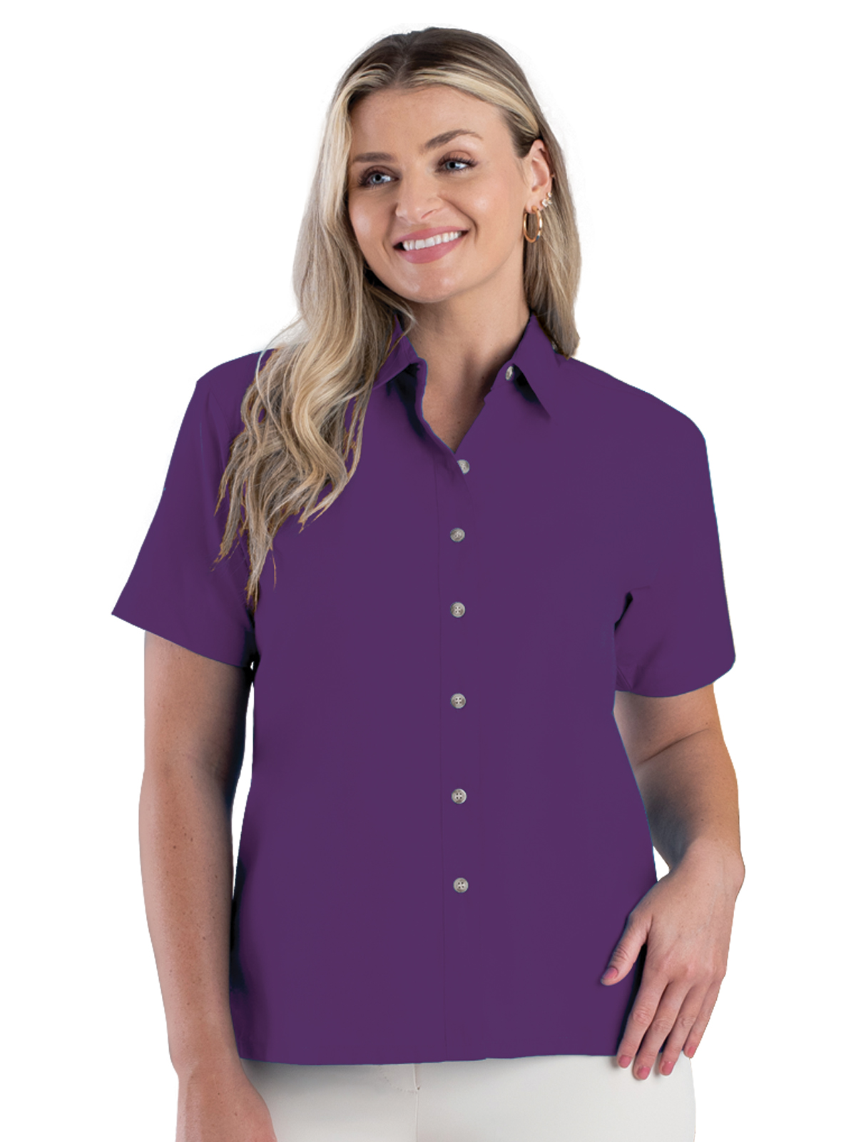 Blue Generation - Women's Pocketless Short Sleeve Superblend Poplin Shirt 2