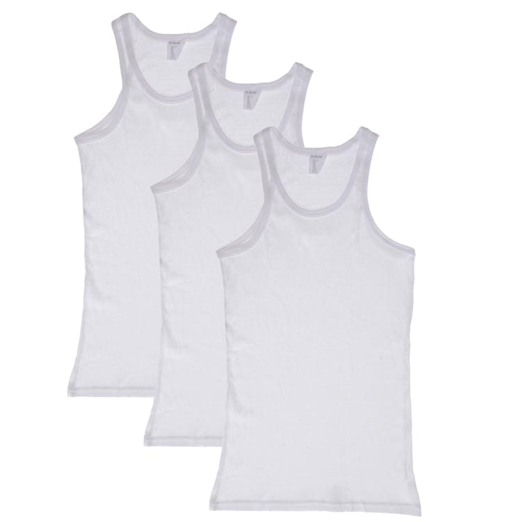 Boys' Cotton Tank Tops - Large White 3 Pack 2