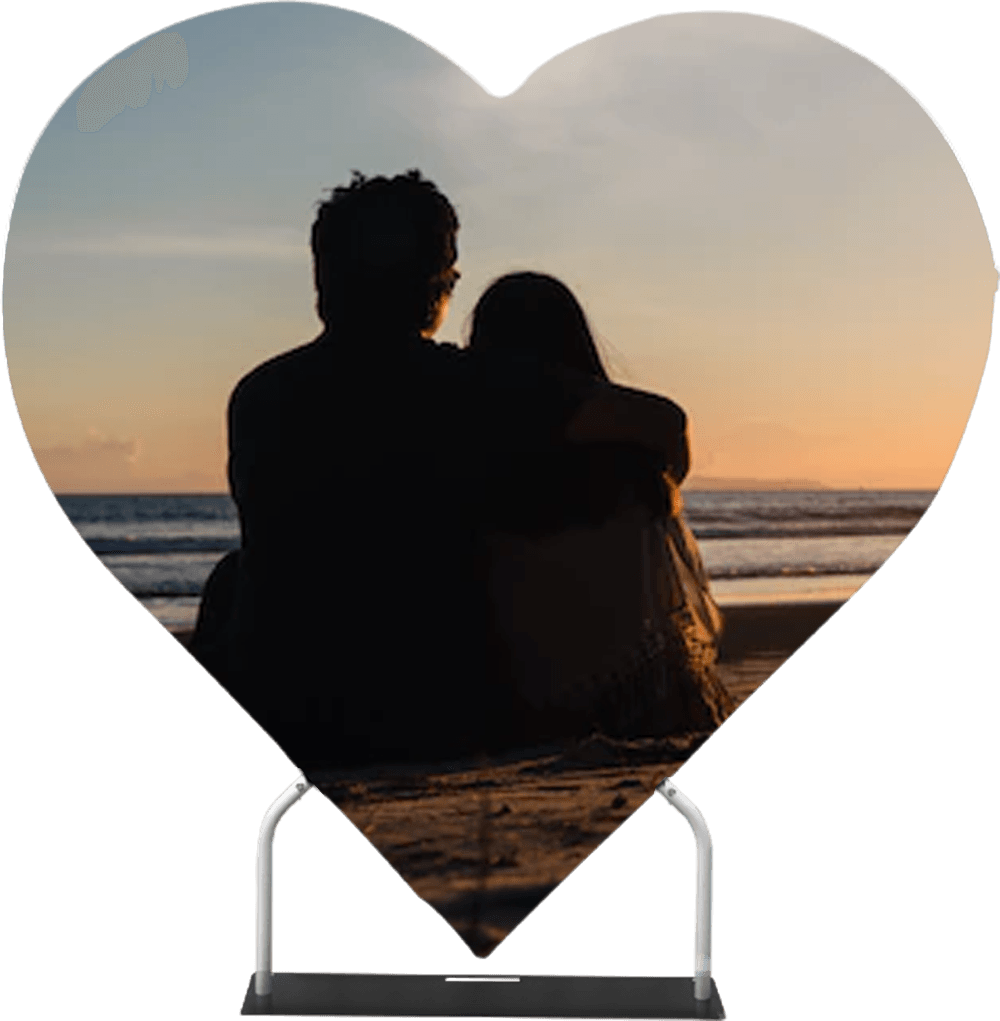 79"wx77"h Heart Shaped Backdrop Display - 1 Side Imprint 2