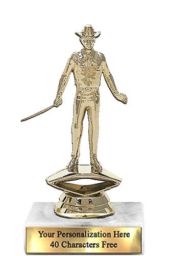 Trophy: 7", 2x3 white marble base, Showman Gold Un 1