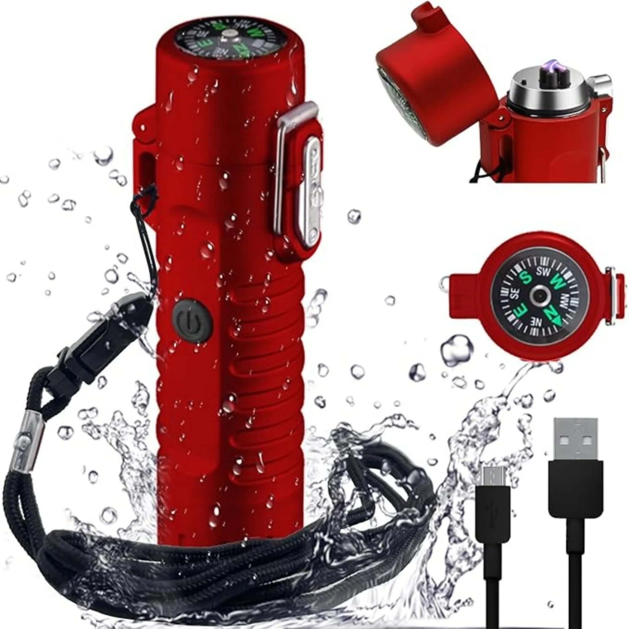 Rechargeable Arc Lighter with Flashlight & Compass 3