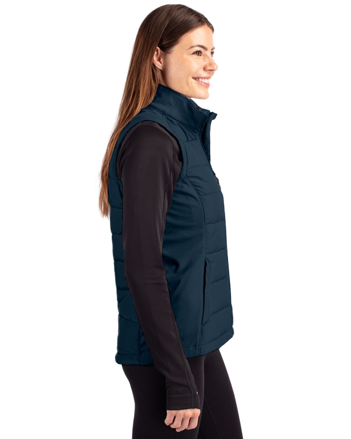 Cutter & Buck Evoke Recycled Honeycomb Fleece Womens Hybrid Full Zip Vest 47