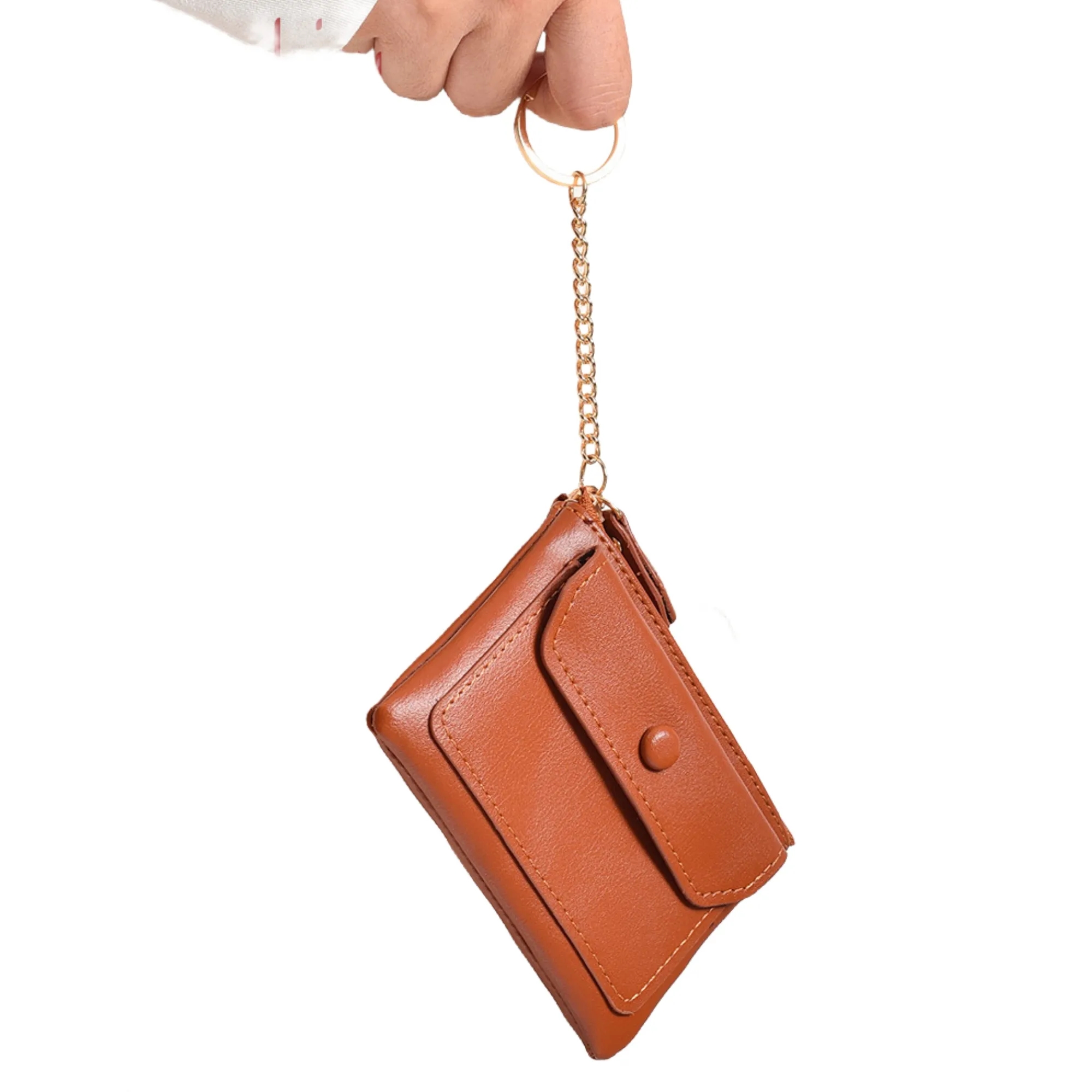 Mini PU Zipper Coin Purse With Keychain 5