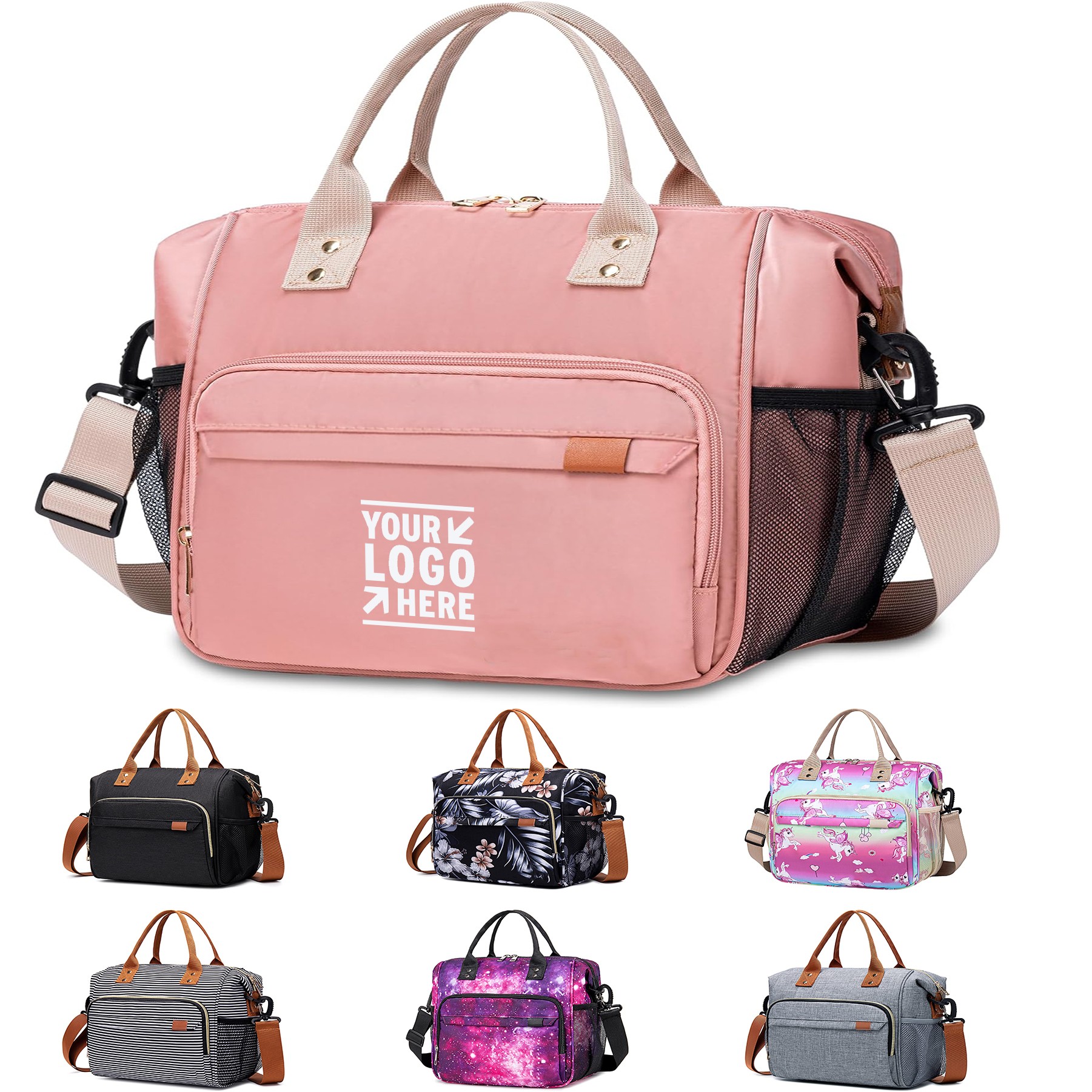 Teen Girls kids Portable Toddler Insulated Bag Water Bottle Holder Pink Lunch Box 2