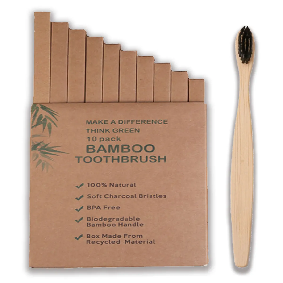 Pack of 10 Biodegradable Eco-friendly Bamboo Toothbrushes 1