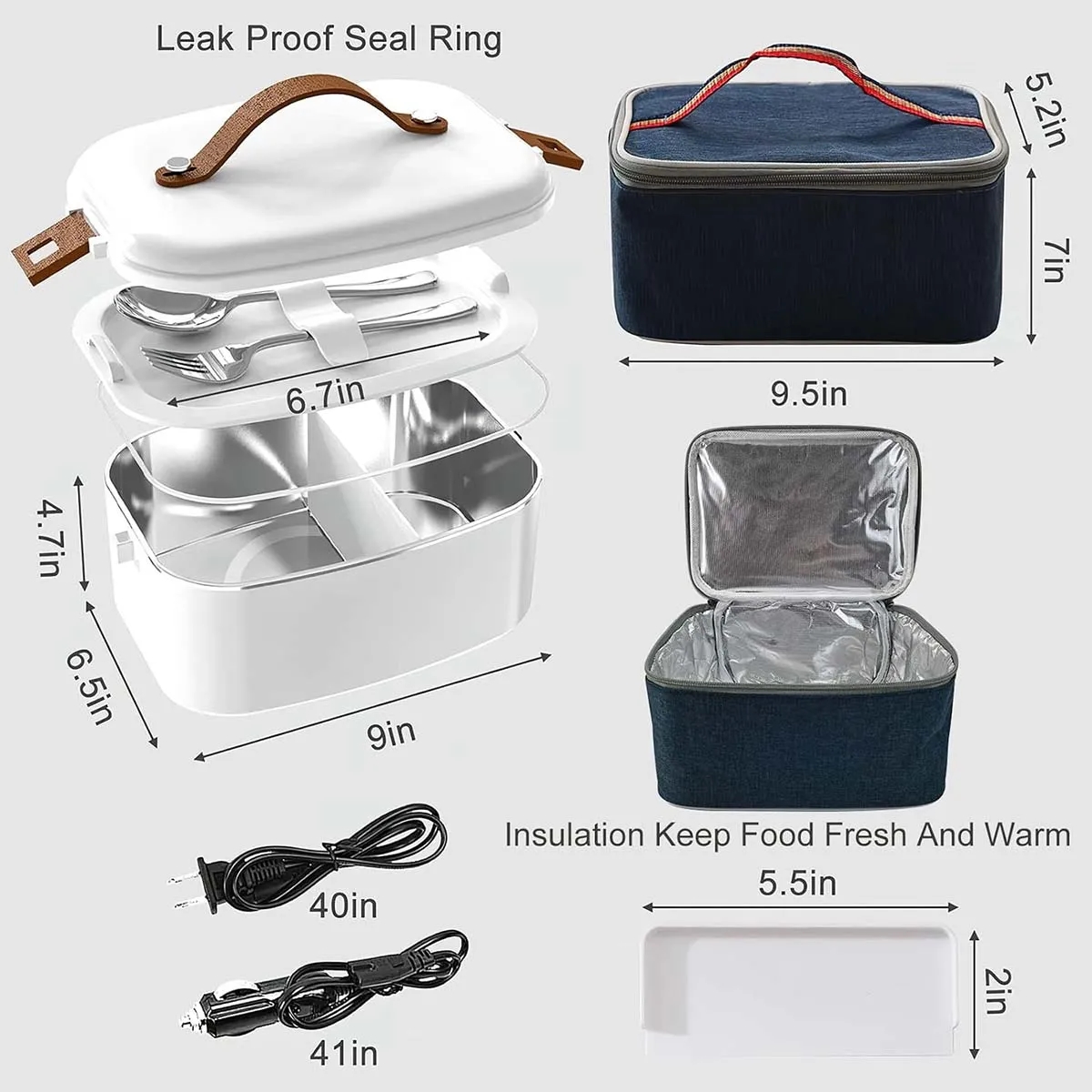 3-in-1 1.8L Portable Electric Heated Lunch Box Food Heater 1