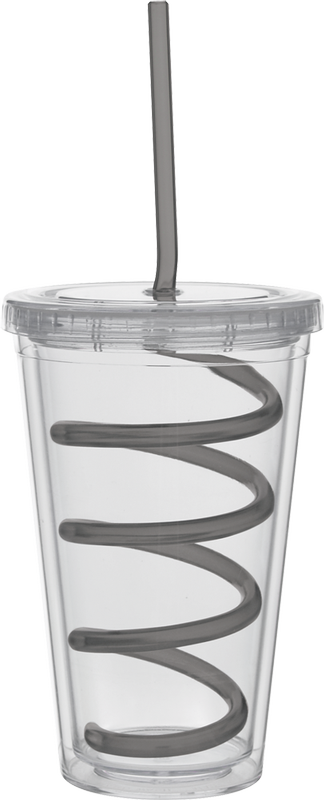 Carnival Cups-Color Curly Straw, Clear Lid 9