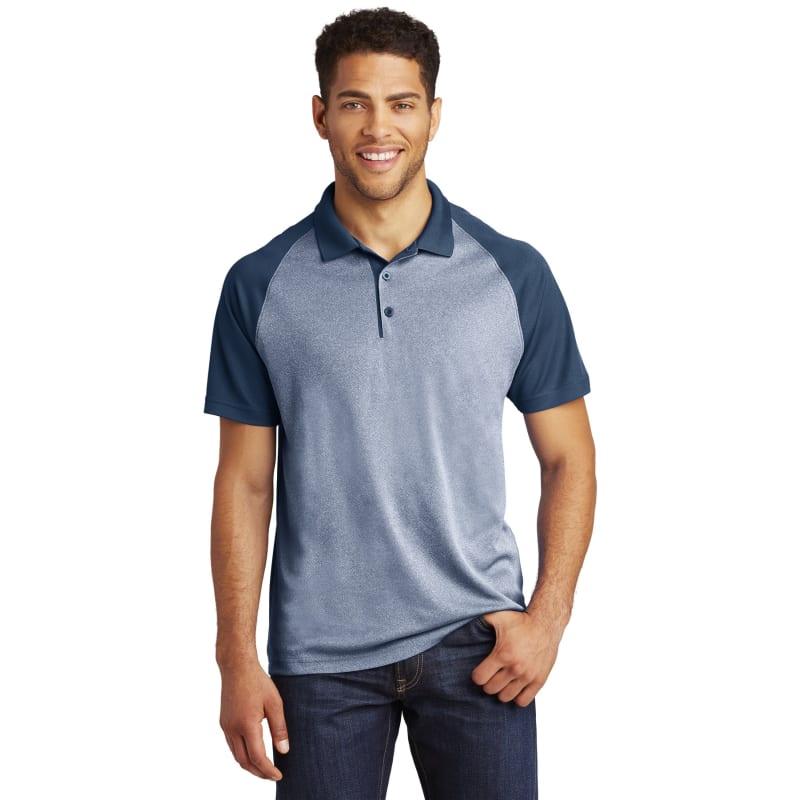 Sport-Tek PosiCharge RacerMesh Raglan Heather Block Polo. 3