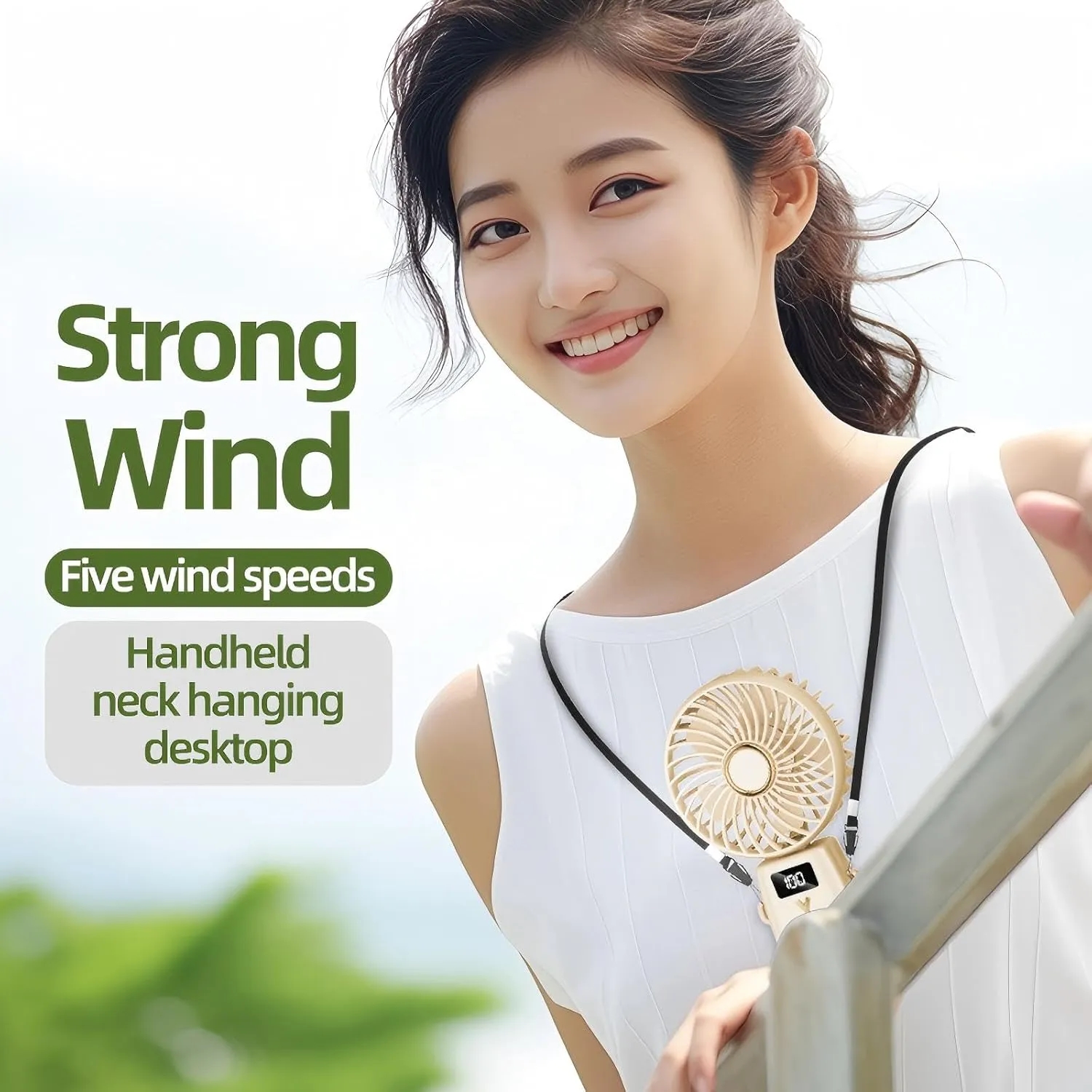 USB Rechargeable Foldable Fan with Real-Time Electricity Display 6