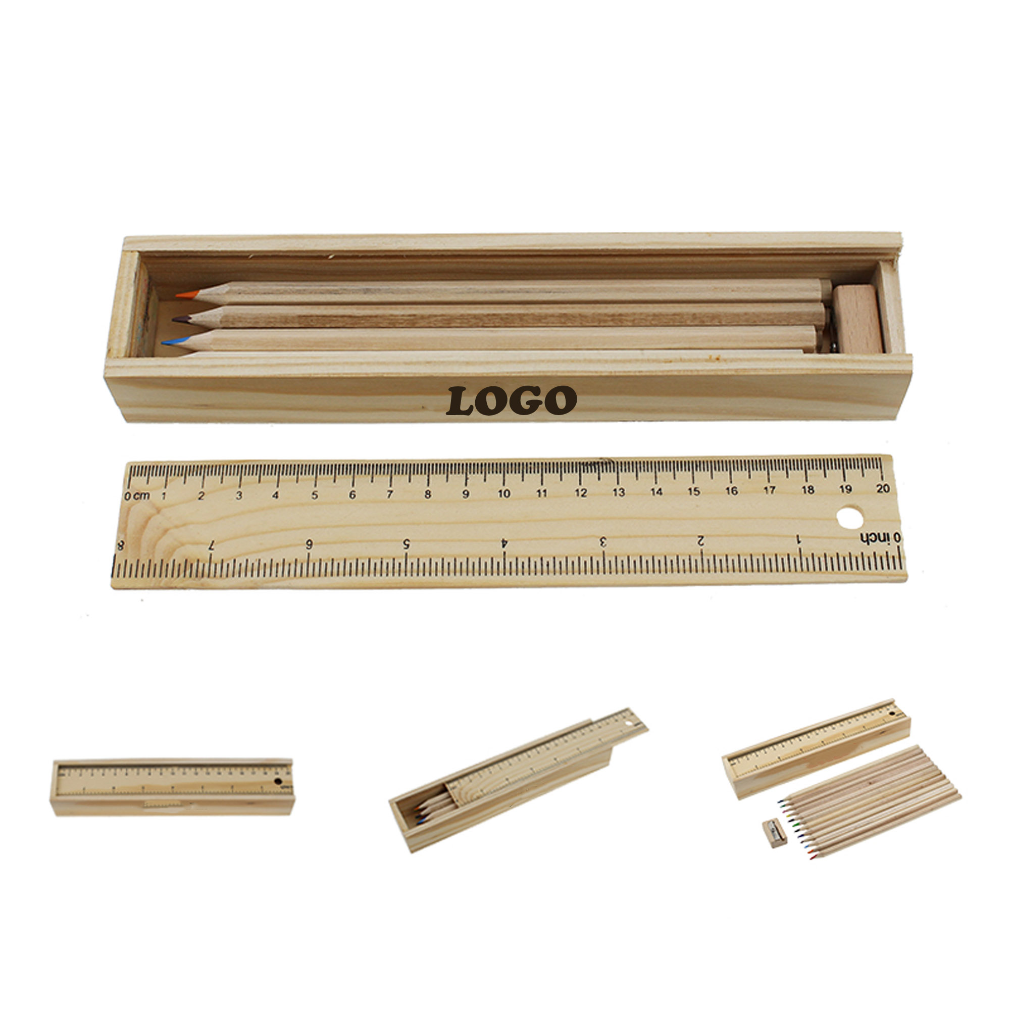 MOQ 10 pcs Custom Logo Wooden Pencil Set 3